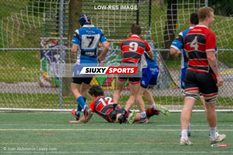 Owen CUMMING - Axel MARQUES - Jackson MATTHEWS -  Parc Olympique Rugby - Beaconsfield Rugby Football Club - Rugby - RQ 2024 - Super Ligue M - Parc Olympique (14) vs (45) Beaconsfield RFC (#RQ24SLMPOBEA06) Photo by: Juan Alchourron | Siuxy Sports 2024-06-08
