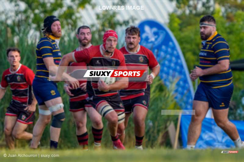 Sam DA SILVA - Karl HUNGER - Stephen MARTINEZ -  Beaconsfield Rugby Football Club - Town of Mount Royal RFC - Rugby - RQ 2025 - Final SL Masc - Beaconsfield vs TMR (#RQ25FSLMBT01) Photo by: Juan Alchourron | Siuxy Sports 2025-08-16